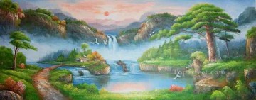 山水の中国の風景 Painting - おとぎの国の夕日 中国の風景